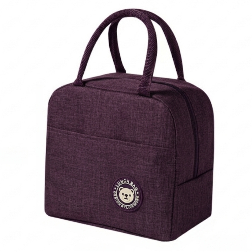 Purple Insulated Waterproof Lunch Bag, Portable Thermal Tote- Work School Picnic